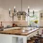 APBEAMLighting Candle Ceiling Hanging Light Black Industrial Metal Chandelier for Dining Room Farmhouse 6 Lights