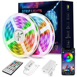 65.6ft LED Strip Lights, LED Lights Strip Music Sync, App Control with Remote, 600LEDs RGB LED Lights for Bedroom, DIY Color Options LED Tape Lights for Bedroom Ceiling Under The Cabinet (65.6FT)