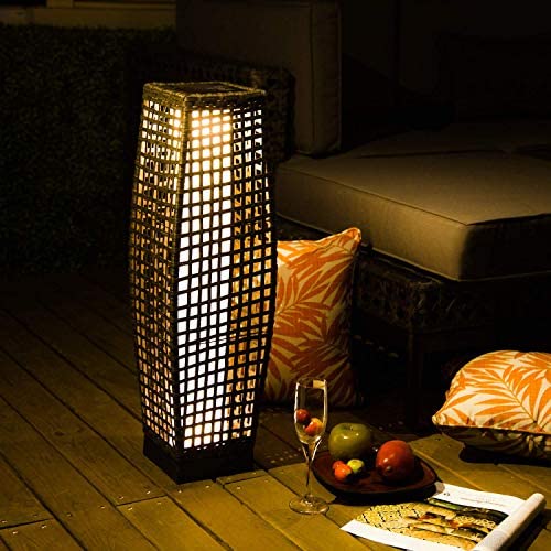 Grand Patio Outdoor Floor Lamp, Large-Sized Solar Powered Rattan Light, Weather–Resistant Rattan Floor Lamp for Patio, Deck and Garden