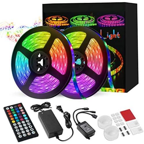 LED Strip Lights, 32.9FT/10M Music Sync RGB LED Strip 5050SMD Color Changing Rope Lights Flexible Tape Light Kit+ 44 Key Remote LED Lights for Bedroom Home Party