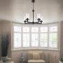 VINLUZ Farmhouse Chandelier 5 Light Pendant Light for Dining Room in Matte Black Finish with Clear Glass Shade Rustic Metal Kitchen Island Lighting Fixture Ceiling for Bedroom Foyer Cafe Bar Corridor