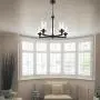 VINLUZ Farmhouse Chandelier 5 Light Pendant Light for Dining Room in Matte Black Finish with Clear Glass Shade Rustic Metal Kitchen Island Lighting Fixture Ceiling for Bedroom Foyer Cafe Bar Corridor