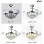 42” Invisible Crystal Chandelier Ceiling Fan Light with Remote Control, 4 Retractable Blades +3 Win Speed Dimmable LED Ceiling Light Fixture for Living Room/Dining Room/Bedroom (Silver Crystal)