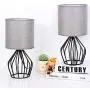 HAITRAL Modern Table Lamps Set of 2 - Black Metal Bedside Lamps for Bedroom, Living Room, Bedside Table, Lamp Set with Hollowed Out Base and Gray Fabric Shade HAITRAL Modern Table Lamps Set of 2 - Black Metal Bedside Lamps for Bedroom, Living Room, Bedside Table, Lamp Set with Hollowed Out Base and Gray Fabric Shade