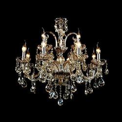 LITFAD Modern Luxurious K9 Crystal Chandelier Features Gleaming Curved Arms and Radiant Clear Hand-Cut Crystal Pendant Lighting 12 Lights Ceiling Lights for Dining Room Living Room Bedroom Hotel