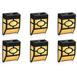 Solar Wall Deck Lights Outdoor - 2 Modes Solar Led IP65 Waterproof Lighting for Landscape, Outdoor Garden, Patio, Yard, Deck, Garage, Fence, Warm Yellow/Color Changing (6 Pack)