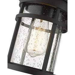 Emliviar Outdoor Wall Light Fixture, Exterior Wall Sconce Lantern, Black Finish with Seeded Glass, 2085B3 BK