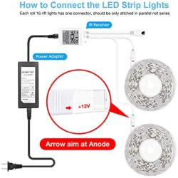 DAYBETTER Led Strip Lights 32.8ft 5050 RGB LEDs Color Changing Lights Strip for Bedroom, Desk, Home Decoration, with Remote and 12V Power Supply