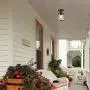 Globe Electric Charlie 1-Light Outdoor/Indoor Semi-Flush Mount Ceiling Light, Oil Rubbed Bronze, Clear Seeded Glass Shade 44301