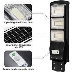 LANGY 90W Solar Powered Street Light Outdoor,180 LED 10000 Lumen W/Light Control, Sensitive PIR Motion Sensor, Dusk to Dawn Security Led Flood Light for Square,Yard, Garden,Basketball Court