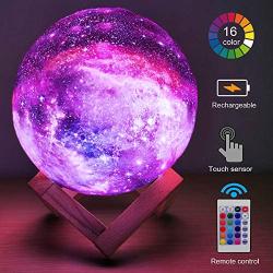 HYODREAM 3D Moon Lamp Kids Night Light Galaxy Lamp 16 Colors LED Light with Rechargeable Battery Touch & Remote Control as Birthday Gift for Boys/Girls/Baby