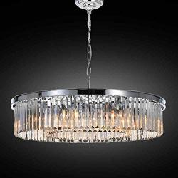 Meelighting Crystal Chrome Chandeliers Modern Contemporary Ceiling Lights Fixtures Pendant Lighting for Dining Room Living Room Chandelier D33.5'' (8 Lights)