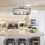 GEPOW Chandelier for Dining Room, Modern Black Wrought Iron Kitchen Island Lighting