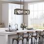 Island Light Fixtures, Rectangular Wood Farmhouse Chandelier for Dining Rooms, 3-Lights Kitchen Island Lighting