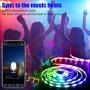Led Strip Lights, 16.4 ft Bluetooth APP Controller RGB Led Light Strip, 5050 LEDs Music Sync Color Led Strip Lights Kit with Remote and 12V Power Supply for Bedroom, Room, Home Decoration