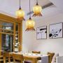LITFAD Coffee Shop Lantern Ceiling Hanging Light Rattan Antique Style Single Light Pendant Light Bamboo LED Pendant Lamp with Adjustable Cord for Dining Room Living Room Restaurant