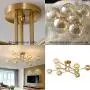 Modo Lighting Modern Molecular Chandelier Nordic Magic Bean Pendant Light Fixture, Creative Bubble Ball Rotating Ceiling Chandelier with Glass lampshade, for Living Room Kitchen (8-Light)