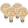 LED Globe Fairy Light Bulb,G80 E26 Warm White Edison Screw Night Lights, Flash Starry Decorative Copper Wire String Lights for Bedroom Living Room Festival ChristmasBedroom, Non-dimmable, 4 Pack