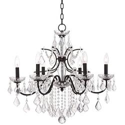 Beverly Dark Bronze Chandelier 26'' Wide Clear Crystal 6-Light Fixture for Dining Room House Foyer Kitchen Island Entryway Bedroom Living Room - Vienna Full Spectrum