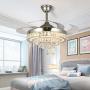 Saffbei 42 Retractable Ceiling Fan with Remote, 2-layers Crystal Modern Chandeliers with LED Light Kits 3-Color Bright Lighting for Decor Living room/Bedroom…