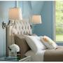Oray Modern Swing Arm Wall Lamps Set of 2 Brushed Nickel Plug-in Light Fixture Off White Drum Shade for Bedroom Bedside Living Room Reading - 360 Lighting