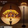 Tiffany Style Floor Standing Lamp W16H64 Inch Tall Stained Glass Serenity Victorian Lampshade 2E26 Antique Reading Light Resin Base S021 WERFACTORY Lamps Bedroom Living Room Bedside Table Lover Gifts