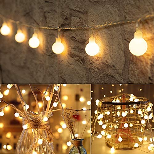 33 Feet 100 Led Globe Ball String Lights, Fairy String Lights Plug in, 8 Modes with Remote, Decor for Indoor Outdoor Party Wedding Christmas Tree Garden, Warm White