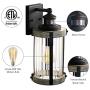 MOTINI Outdoor Dusk to Dawn Wall Lantern Lamp with Motion Sensor, Textured Black Rustic Wall Light with Clear Ribbed Glass, 60W, ST58 Bulb Included, ETL Listed