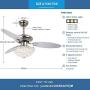 RainierLight Modern 42 Inch Crystal Ceiling Fan Lamp LED 3 Color Changing Light 3 Wood Reversible Blades with Remote Control for Living Room/Bedroom/Quiet/Decoration