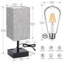 Touch Control Table Lamp, 3 Way Dimmable Bedside Desk Lamps with 2 USB Charging Ports 2 AC Outlets, Grey Fabric Shade Modern Nightlight for Bedroom Living Room, ST64 E26 LED Bulbs Included, Set of 2