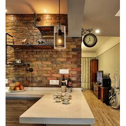 Modern Black Kitchen Light Fixture with Clear Glass and Metal Inner Shade, 1 Light Industrial Mini Pendant Lighting for Kitchen Island Dining Room Farmhouse Cafe Bar Barn