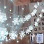 AODINI Christmas Decorations, 19.6 ft 40 LED Snowflake String Lights Battery Operated, 8 Modes Waterproof Christmas Lights with Remote for Xmas Party Garden Patio Bedroom Decor Indoor Outdoor