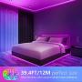 Led Lights Strip for Bedroom 40ft 12M RGB Christmas Neon Color Changing Room Wall Rope Lights Bluetooth with Remote Luces Led para Decoracion Habitacion