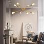 Modern Sputnik Chandeliers 8 Lights - Mid-Century Industrial Brushed Brass Light Fixture for Kitchen Living Room,Dining Room, Restaurant