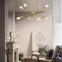Modern Sputnik Chandeliers 8 Lights - Mid-Century Industrial Brushed Brass Light Fixture for Kitchen Living Room,Dining Room, Restaurant