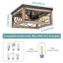 Eyassi Farmhouse Ceiling Lights, Close to Ceiling Lighting Fixtures Wooden Flush Mount 4-Light Black Ceiling Lamp for Kitchen Island Living Room Bedroom Hallway Laundry Entryway