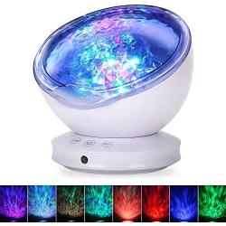 Ocean Wave Projector, GRDE 2020 Newest 12 LED Remote Control Night Light Lamp with Timer 8 Lighting Modes Light Show LED Night Light Projector Lamp for Baby Kids Adults Room Decor Bedroom Living Room