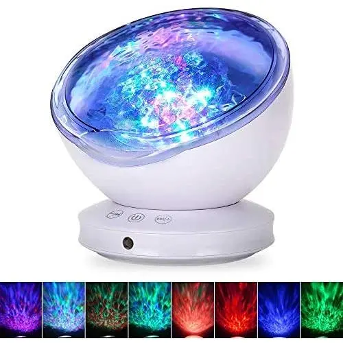 Ocean Wave Projector, GRDE 2020 Newest 12 LED Remote Control Night Light Lamp with Timer 8 Lighting Modes Light Show LED Night Light Projector Lamp for Baby Kids Adults Room Decor Bedroom Living Room