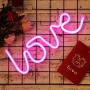 2 Pieces LED Neon Signs with USB and Battery Operated Pink Cupid Heart Shape and Love Neon Lights for Valentine Christmas Party Bedroom Living Room Wall Decor