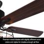 LuxureFan Retro Industrial Ceiling Fan Light for Restaurant/Living Room with Create Iron Cage Cover Pull Chain/Remote and 5 Reversible Wood Leaves (52Inch)