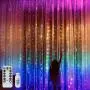 Rainbow Curtain Lights, 9.8ftx9.2ft 280 LED Curtain Lights, Curtain String Lights with USB Remote Control 8 Modes for Girls Room Decor, Kids Room, Bedroom,Unicorn Room Decor,Christmas,Party,Birthday