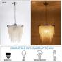 Larootsi Modern Crystal Chandeliers Round Elegant Chrome Pendant Lights with Crystal Raindrop for Dining Room Living Room Hallway Hotel Bar Restaurant E12X4