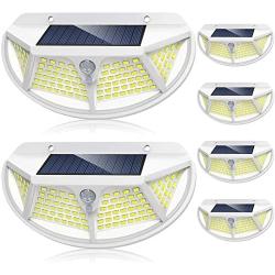 Solar Lights Outdoor Motion Sensor [102 LED/6 Pack/3 Working Modes] LANSOW Security Lights IP65 Waterproof 270°Wide Angle Lighting Wall Lights for Garden Fence Deck Yard Garage Pathway