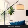 Brightech Hudson 2 - Contemporary Arc Floor Lamp Hangs Over The Couch from Behind - Large, Standing Pendant Light - Mid Century Modern Living Room Lamp - with LED Bulb - Jet Black