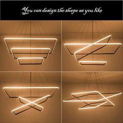 ROYAL PEARL Modern LED Pendant Light 3-Ring Chandeliers Fixture Dimmable Ceiling Lights Lamp,Warm White