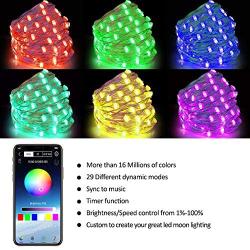 Abtong LED Fairy Lights USB Powered Fairy String Lights 10M 32.8ft RGB LED String Lights APP Sync Music Starry Light Bluetooth Twinkle Light Plug in Color Changing Wire String Light for Bedroom Patio