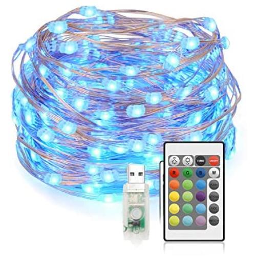 Chalpr Fairy Lights USB Plug in String Lights, 33 Ft 100 LEDs Twinkle Lights, 16 Color Change Firefly Lights with Remote for Bedroom, Wedding, Parties, Patio