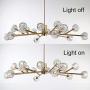 Modern Sputnik Chandeliers Crystal Pendant Light with 18 Lights Contemporary Branch Chandeliers Gold Ceiling Light Fixtures for Living Room Bar Shop