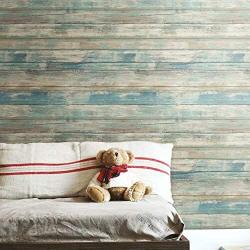 RoomMates Blue Distressed Wood Peel and Stick Wallpaper | Removable Wallpaper | Self Adhesive Wallpaper | RMK9052WP