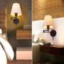 Wall Sconces 7 inch, Wall Lamp with Plug in Cord, Plug in Wall Sconce with Dimmer Switch, Wall Lights with Fabric Linen Shade, Wall Lamps for Bedroom, Wall Light Fixtures Reading Room and Hotel.